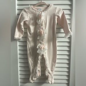 Edgehill Collection LIKE NEW Pink Onesie W/Chiffon, Tulle,Bow Accents Size 6M